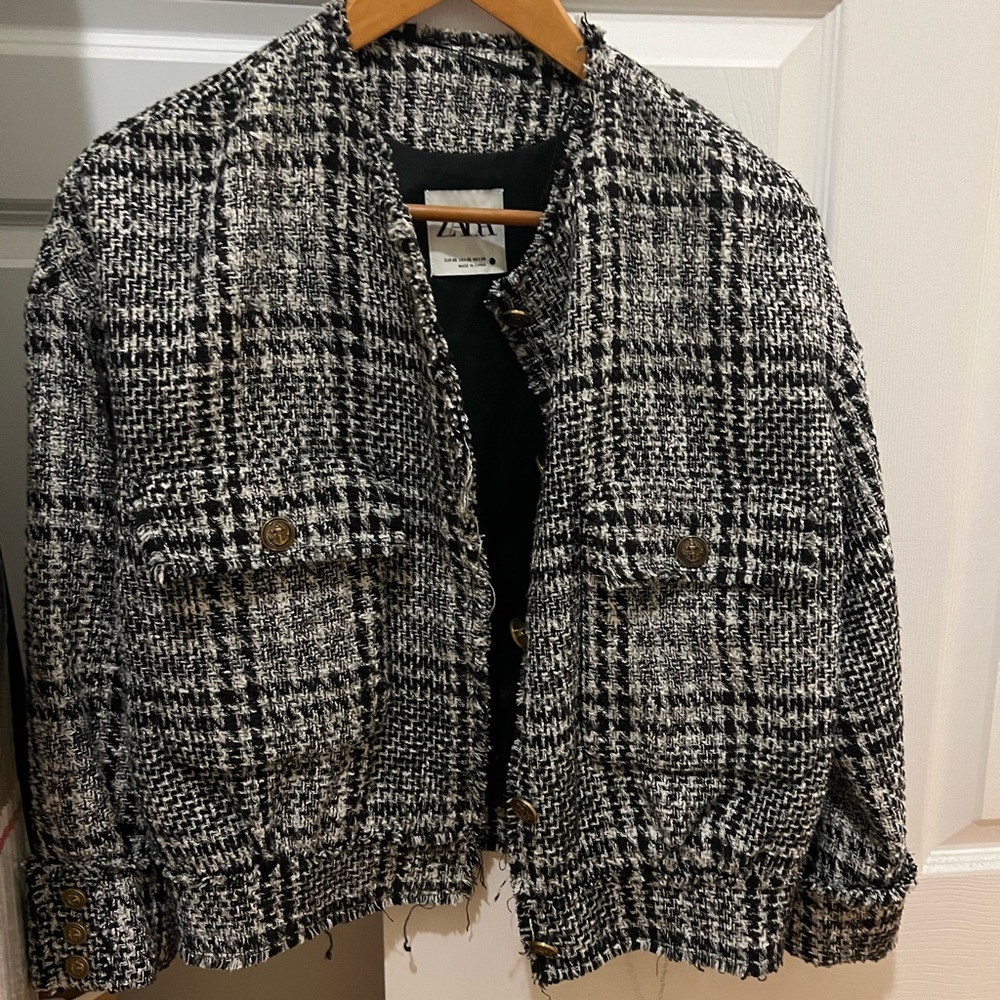 Zara tweed textured blazer